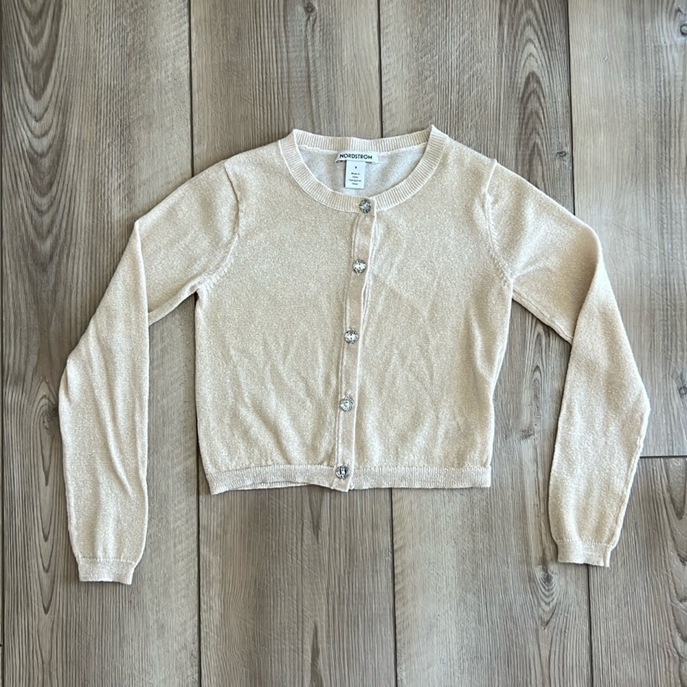 Nordstrom - Toddler Gold Sparkle Cardigan (5T)